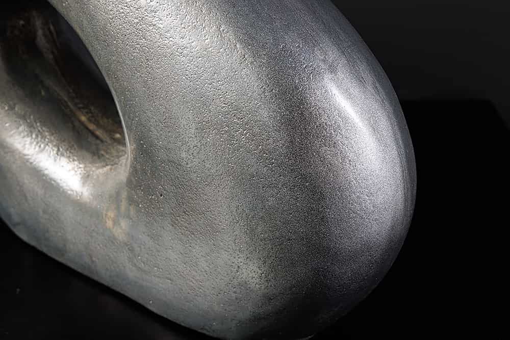 Handgefertigte Vase RING 40cm dunkelgrau Metall Dekoration Blumenvase
