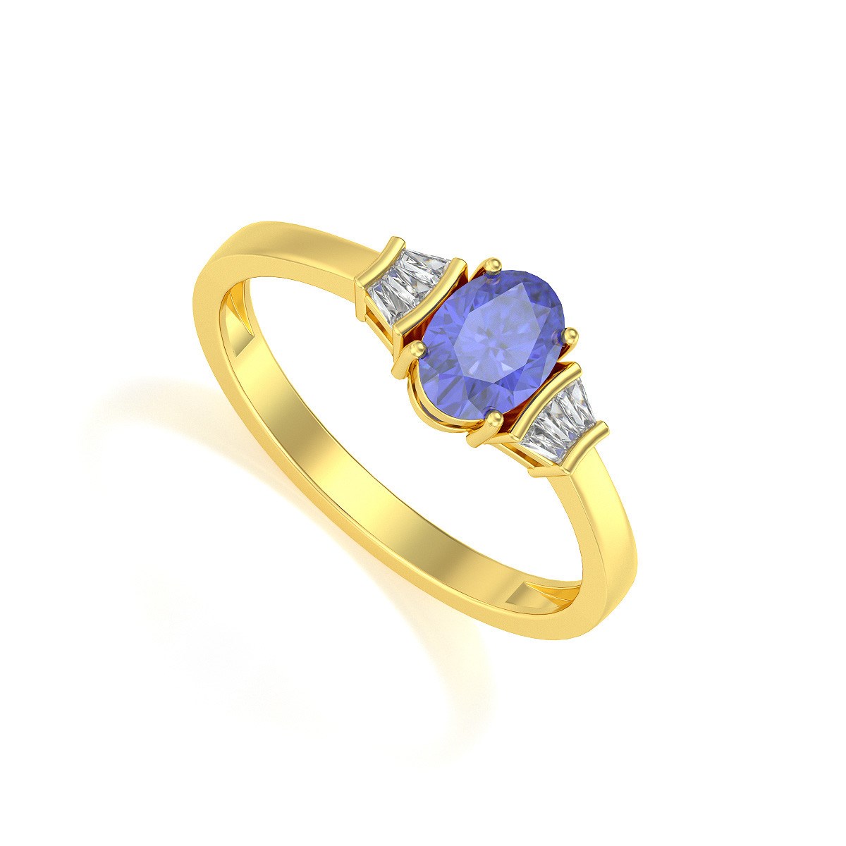 Bague ADEN Or 585 Jaune Tanzanite et diamants 1.99grs