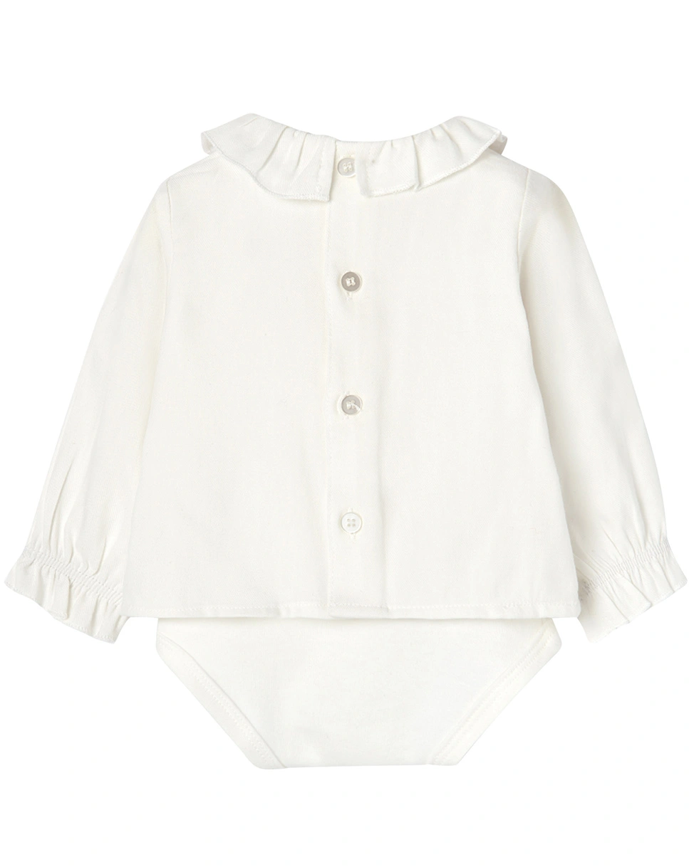 Langarm-Body-Bluse in off white