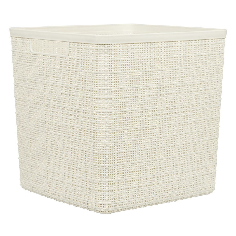 Panière Box Cube effet jute 17L 27x27x27cm beige