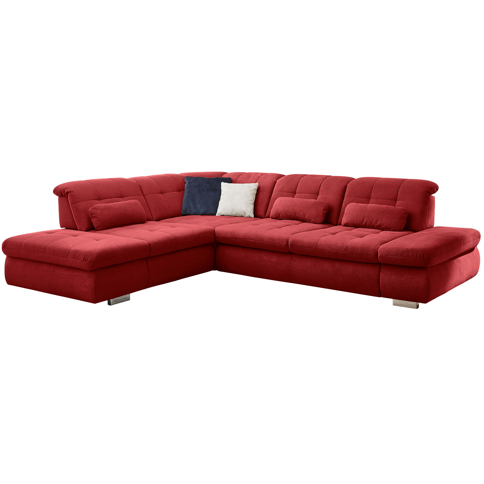 polsterpower Ecksofa - cherry - Basismodell - Anstellhocker links