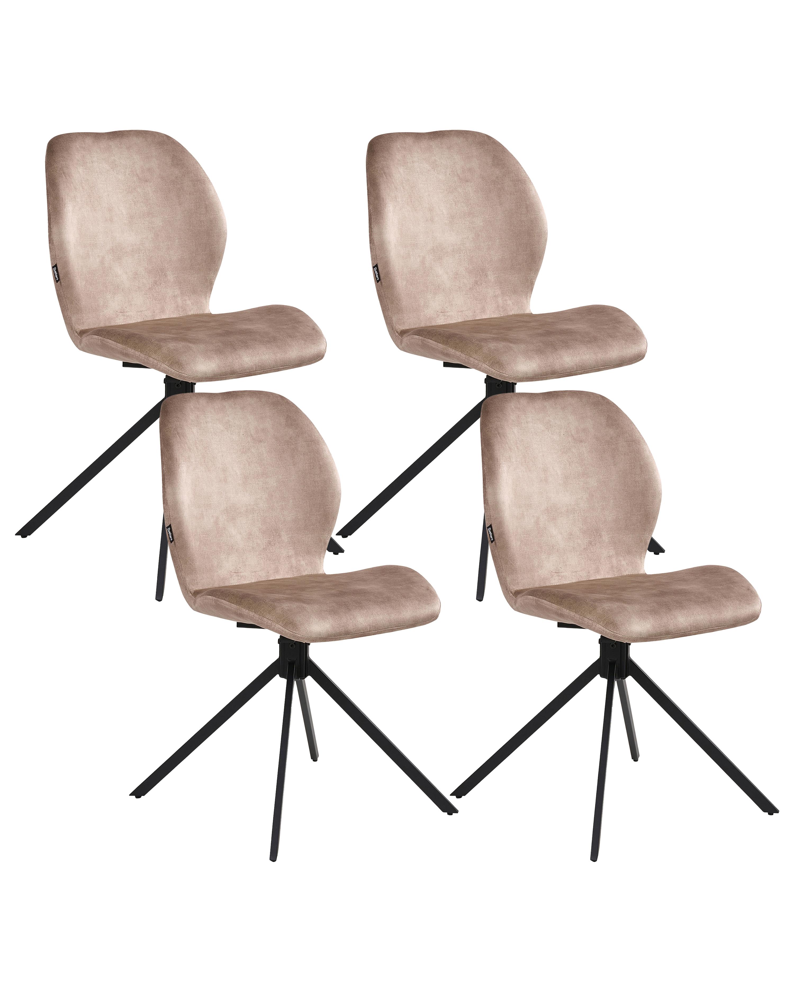 Set van 4 eetkamerstoelen draaibaar MORRISON Fluweel Beige