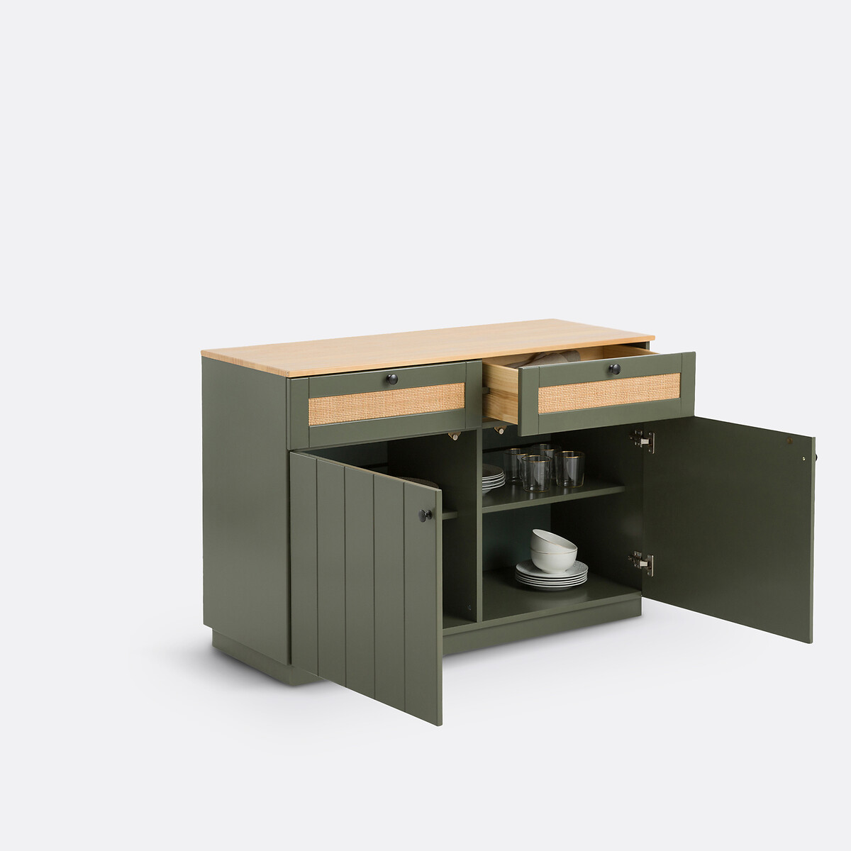 LA REDOUTE INTERIEURS<br>Móvel buffet 2 portas, 2 gavetas, pinho, Nourry