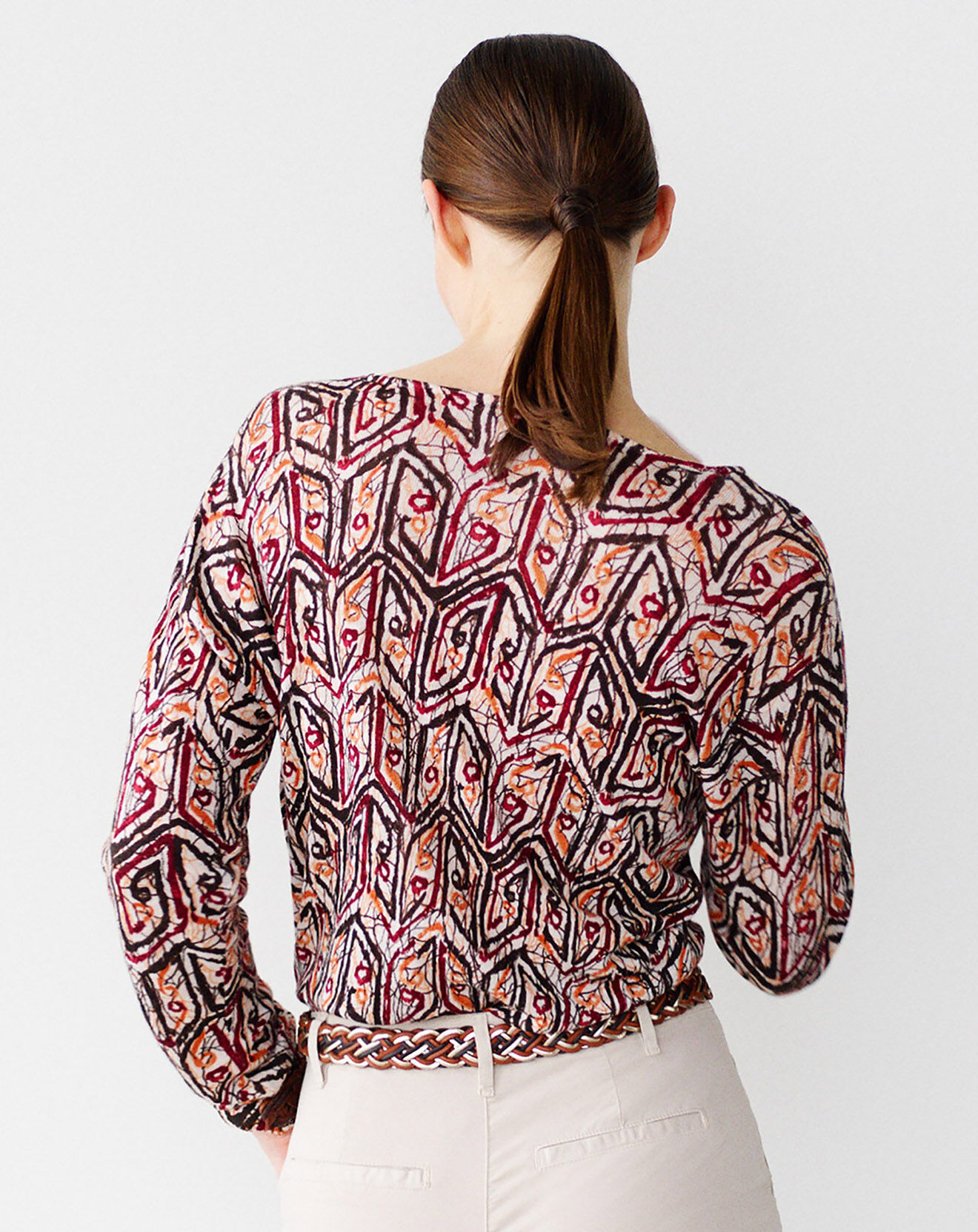 Caroll Pull fin 100% Lin Albane imprimé chataigne