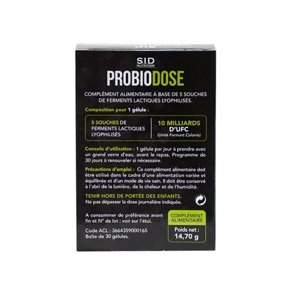 SID Nutrition Santé Tônico Probiodose 30 cápsulas