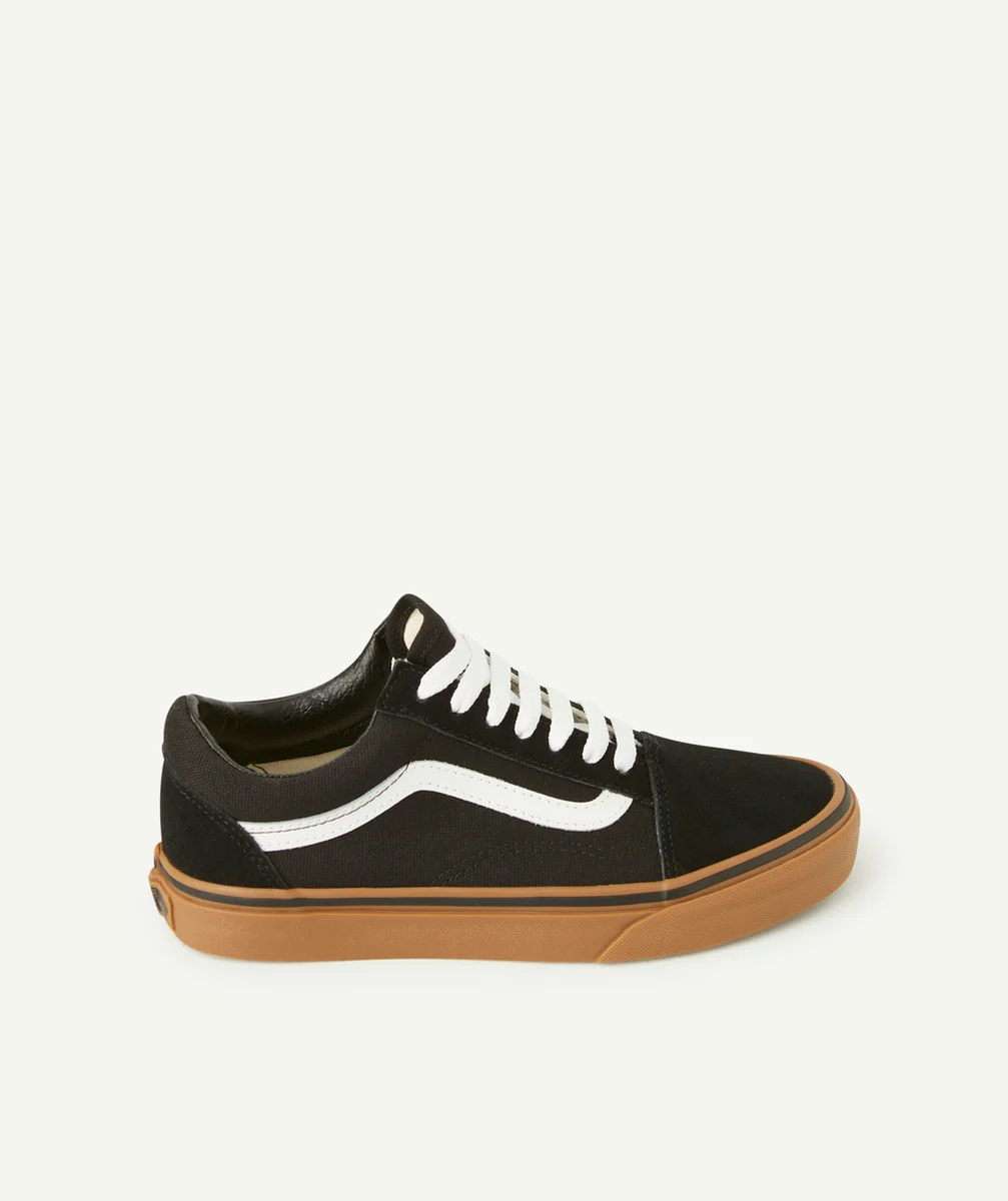 VANSBASKETS OLD SKOOL NOIRE ET BLANCHE AVEC SEMELLE MARRON
