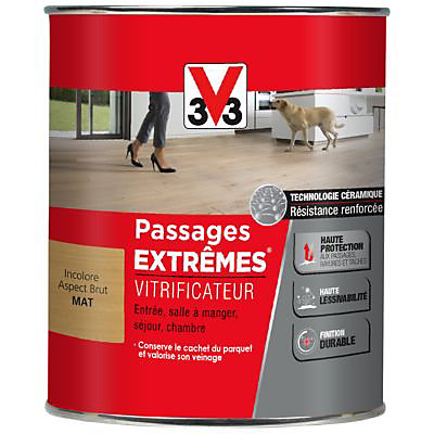 Vitrificateur parquet et plancher V33 Passages extrêmes bois brut mat 0,75L