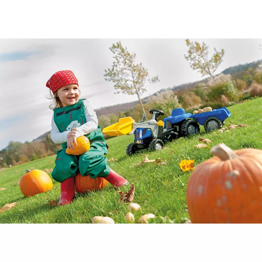 Rolly Toys Trettraktor New Holland T7040 mit Anhänger + Frontlader Blau Blau
