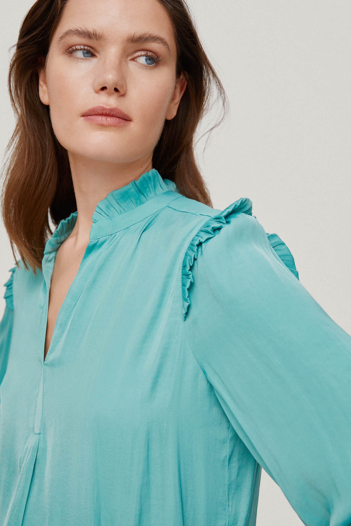 Blusa fluida com babados - Verde
