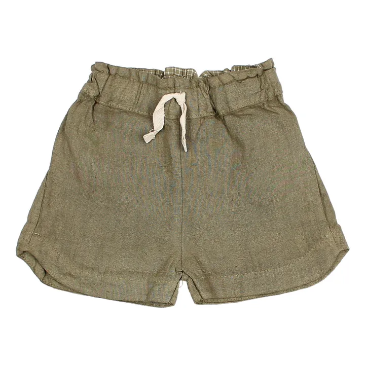 Búho Short Uni Lin Bébé | Vert kaki