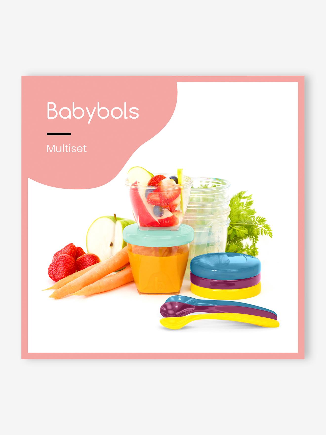 Conjunto de 12 mamadeiras herméticas + 3 colheres macias BABYMOOV Babybols Multi Set laranja claro liso