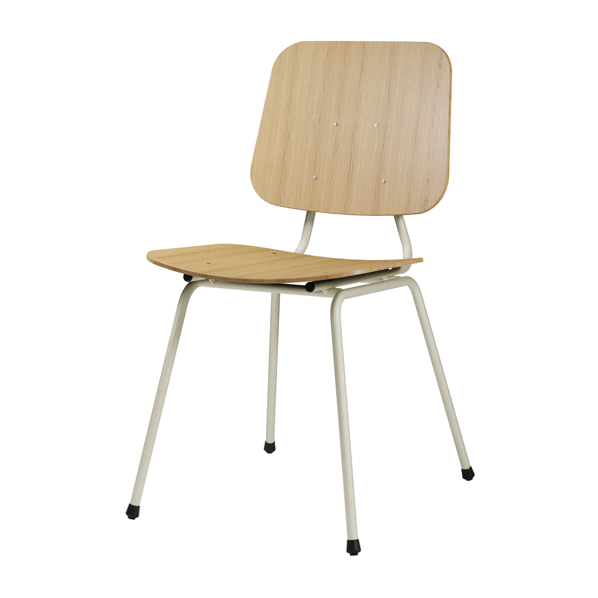 Dining 14 ZA Hout - Frame RAL1013 Pearl White + Eiken Fineer Naturel
