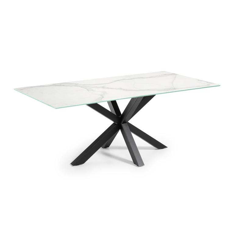 Kave Home Argo eettafel 180x75 zwart onderstel Porselein