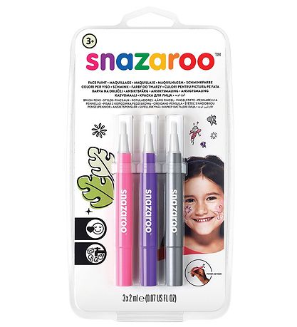 Snazaroo Kinderschminke - Pinselfarbe - 3 st. - Pink/Lila/Silber