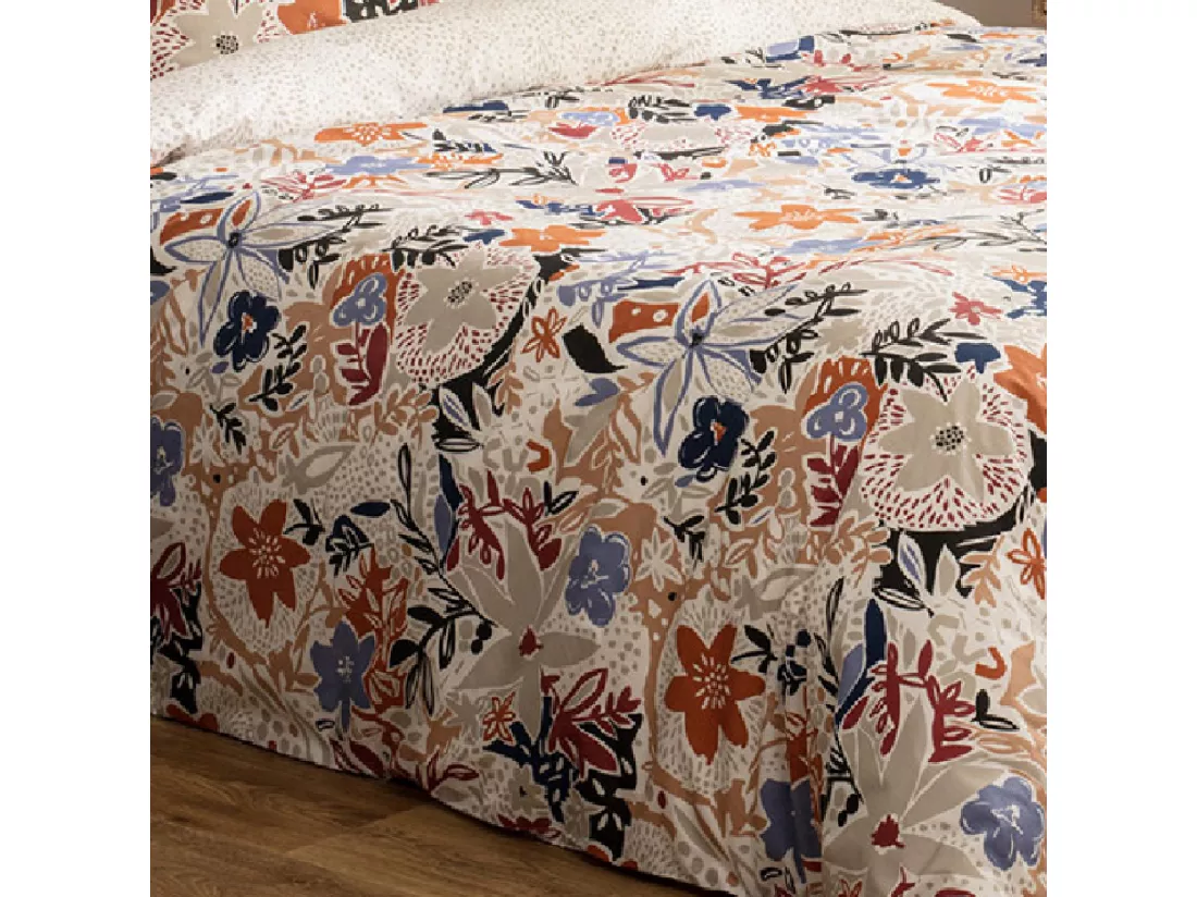 Parure 2 Personnes 240 x 220 cm Housse de couette avec 2 taies en Percale de Coton Imprimé Alesio