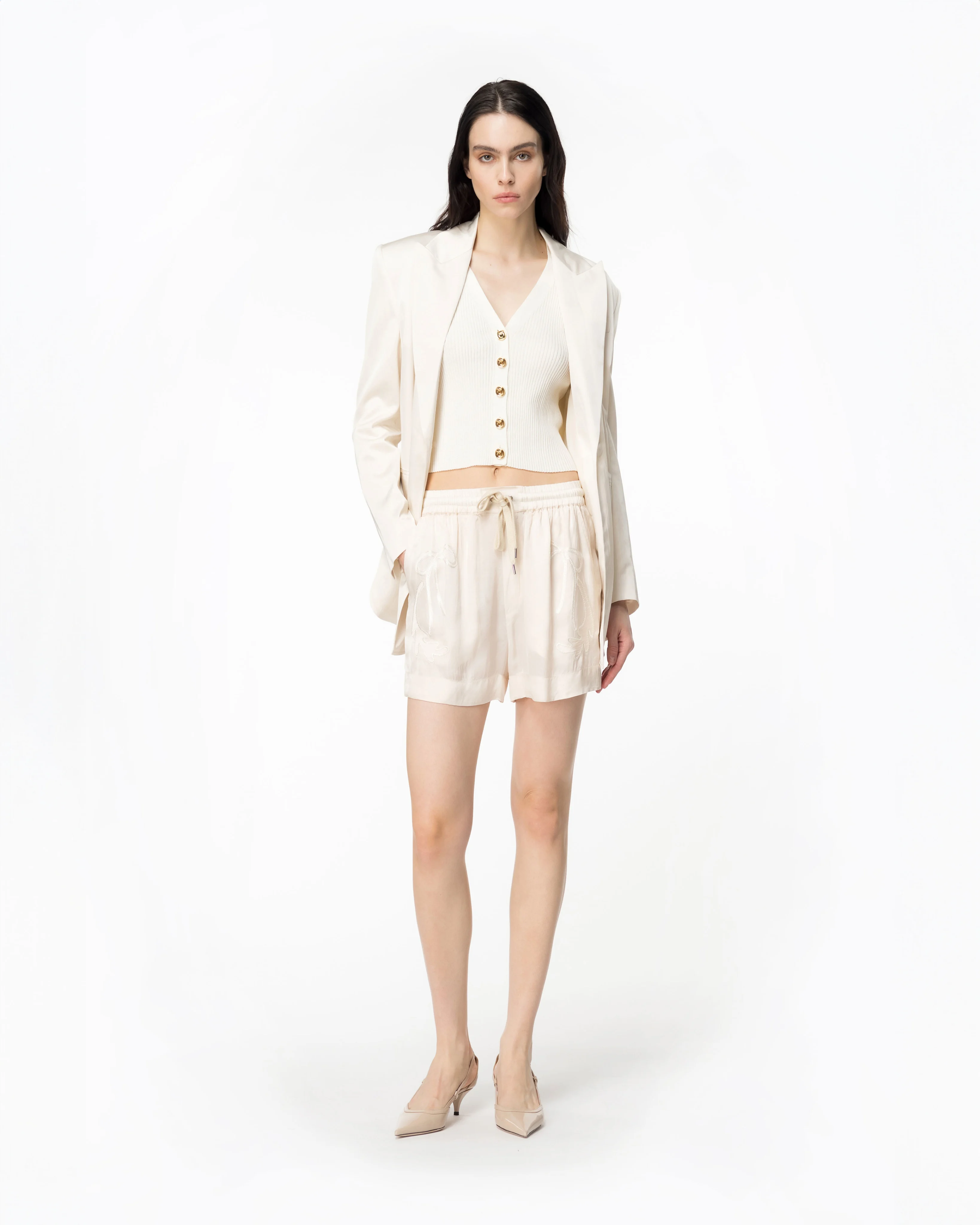 Cardigan côtelé avec logo love birds transparent | Blanc