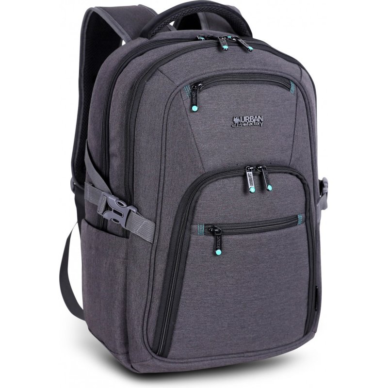 Urban Factory HTE14UF sac à dos Sac à dos de voyage Noir, Gris Polyester, Polyéthylène téréphtalate recyclé (rPET)