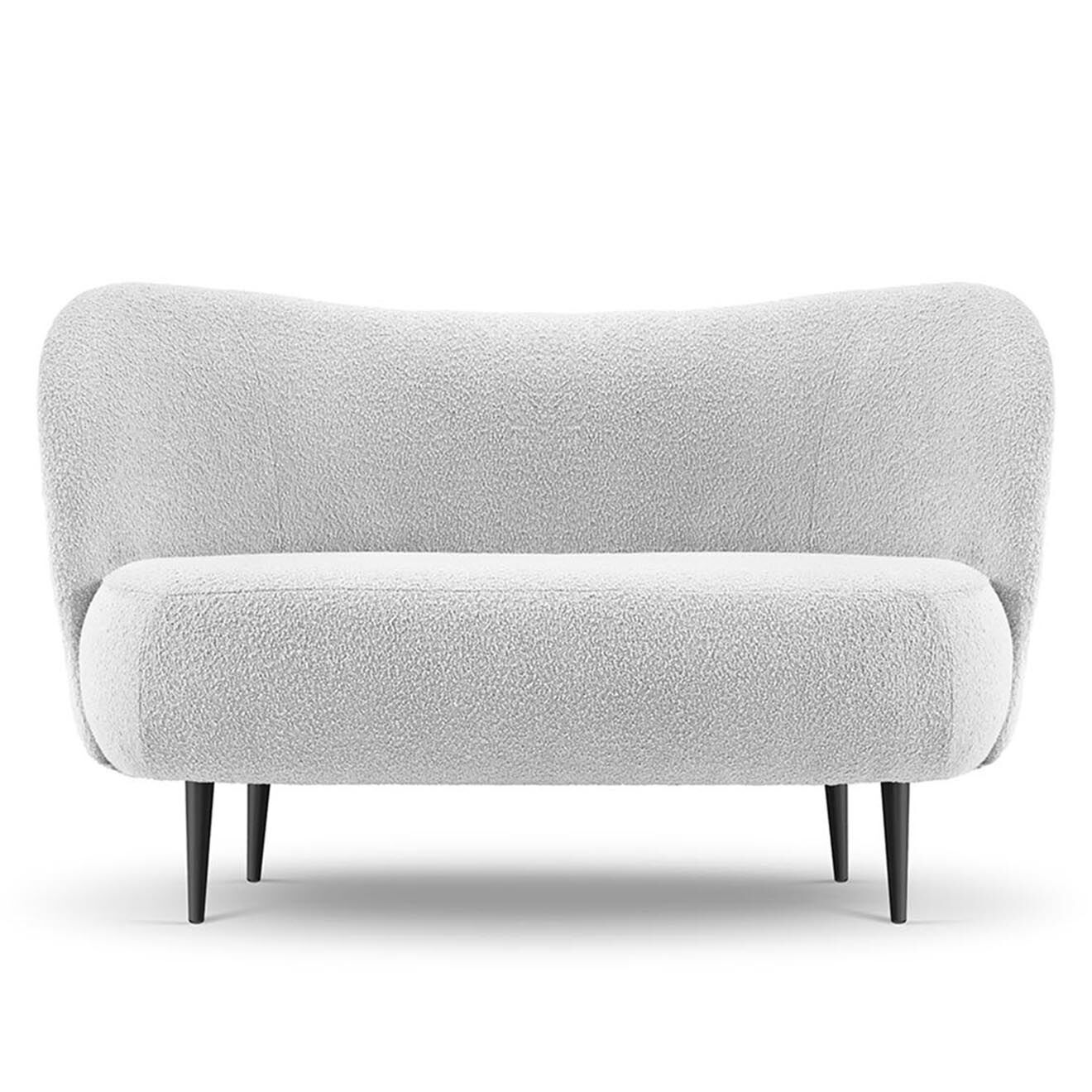 Mazzini Sofas Canapé Clove 2 places Velours bouclé gris clair - 130x77x80 cm