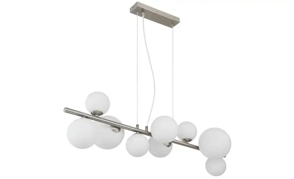 Pendelleuchte 9-flammig 87 cm 34,5 cm edelstahlfarben, Weiß