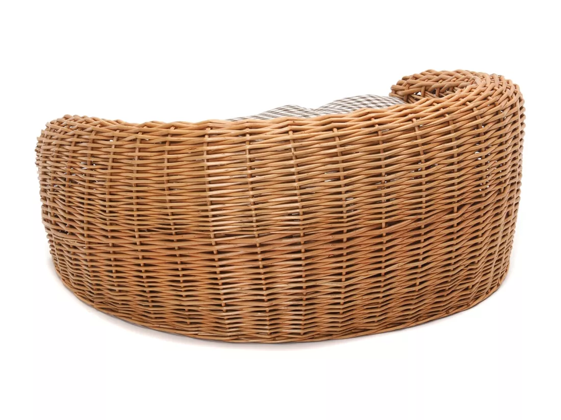 LIT POUR CHIEN Prince 64x43cm, osier tressé, avec coussin marron