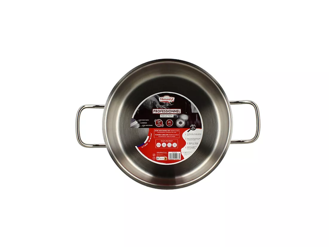 Menastyl - Marmite Professionnel 24cm En Acier Inoxydable Avec Couvercle En Verre