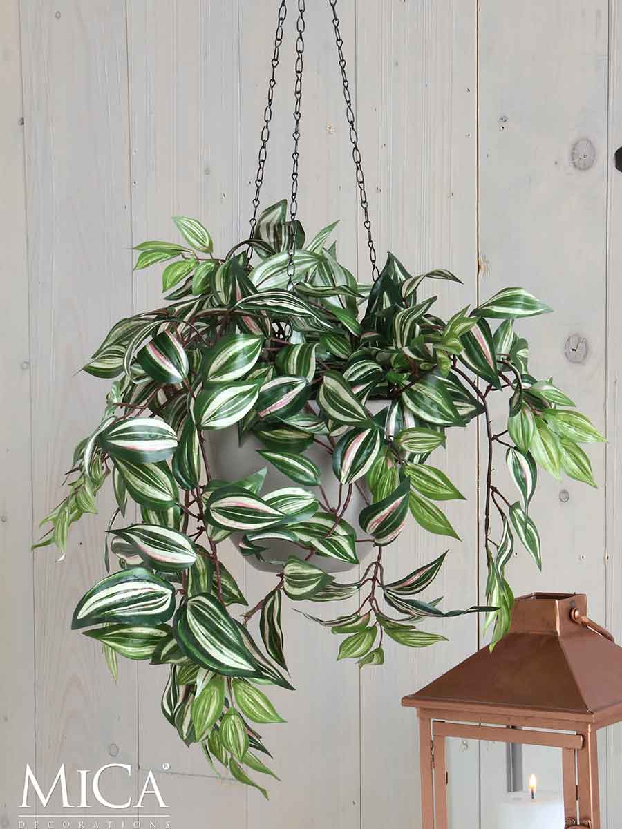 Mica decorations plante artificielle tradescantia - 80x30x15 cm - pe - vert - set de 4