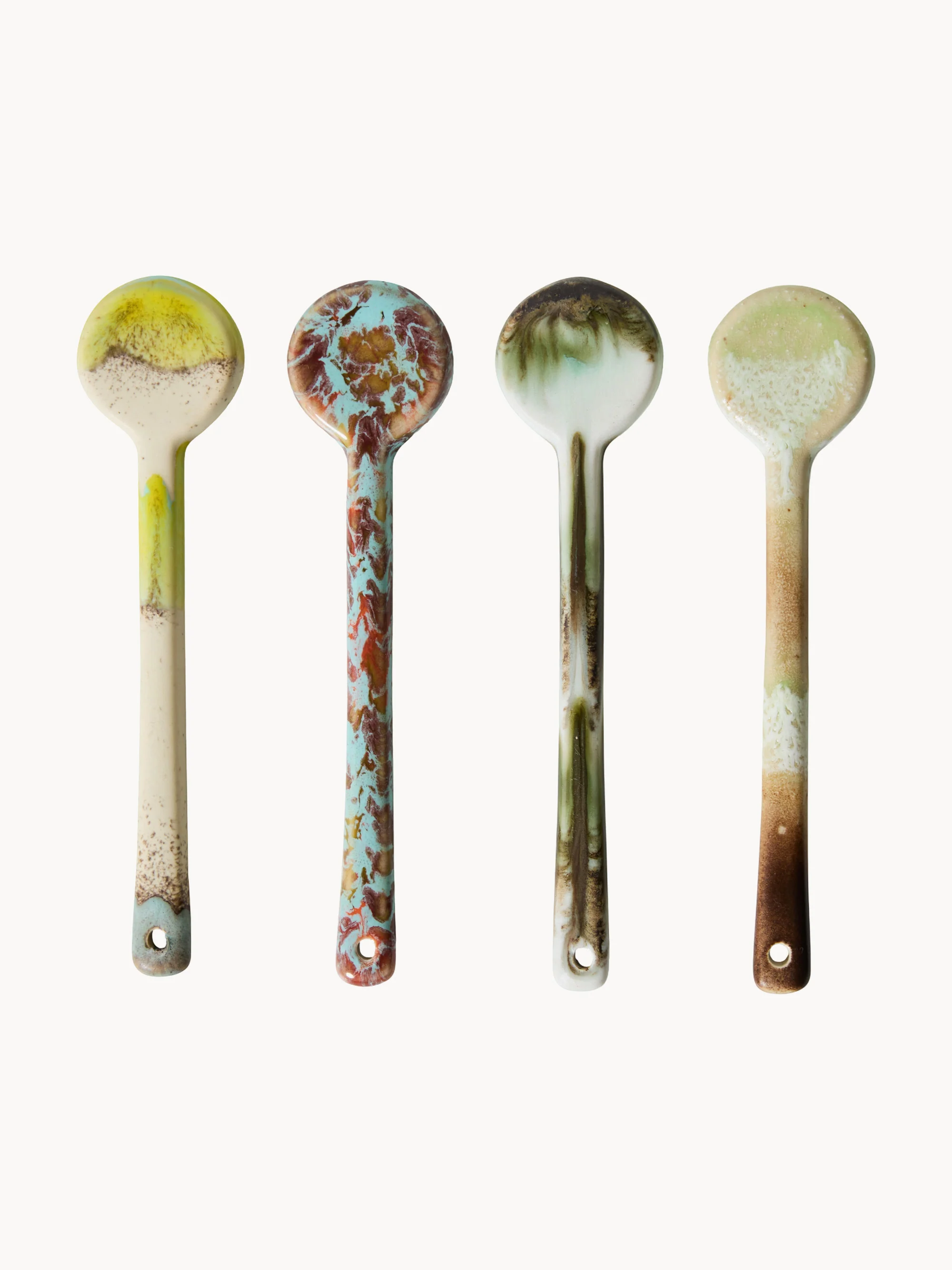 Handgemaakte lepels Reactive Glaze 70's, 4-delig