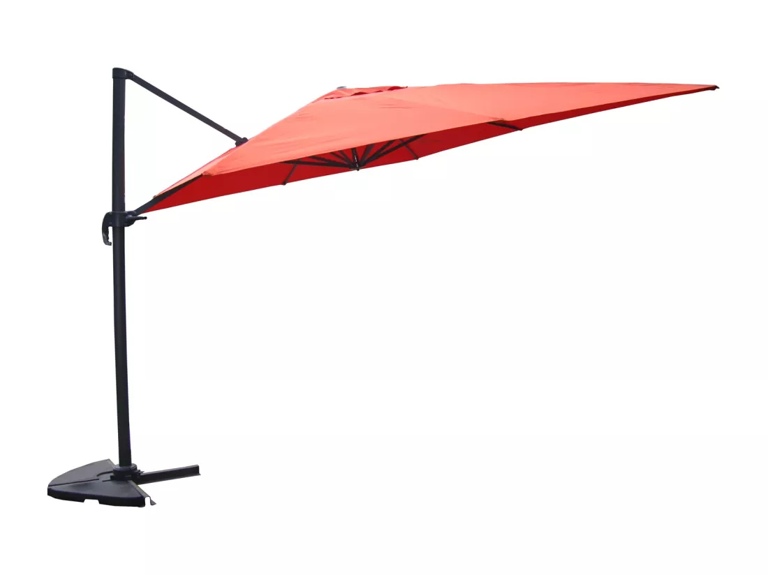 Parasol déporté carré de 3x3m rotatif à 360° terracotta PALATINO