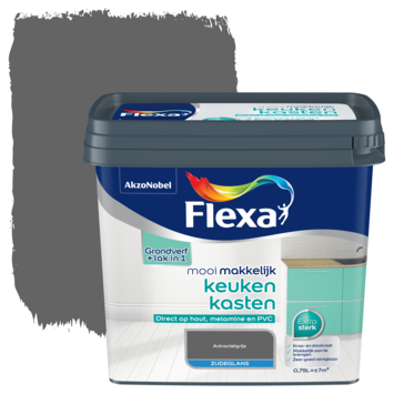 Flexa Mooi Makkelijk keukenkasten primer & lak 2 in 1 zijdeglans antraciet 750 ml