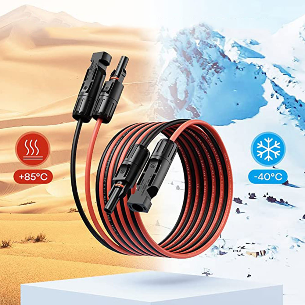 (5m) Solar Verlängerungskabel IP67 Kupfer mit Buchse und Stecker 14 AWG / 15 Ampere - Rot / Schwarz