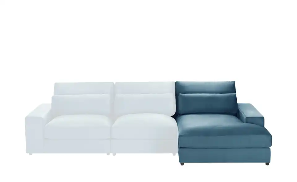 Element Branna Blau Samt Ottomane rechts