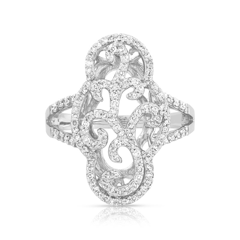 Bague or 750 blanc diamant