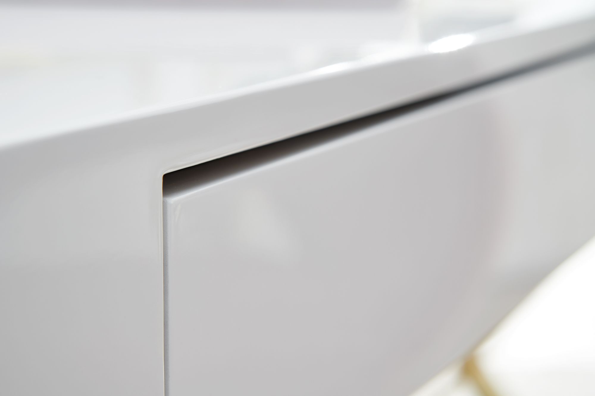 FineBuy Schreibtisch Hochglanz Weiß Gold 118 cm Holz Computertisch Tisch Büro