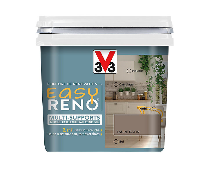 Peinture de rénovation multi-supports V33 Easy Reno taupe satin 0,75L