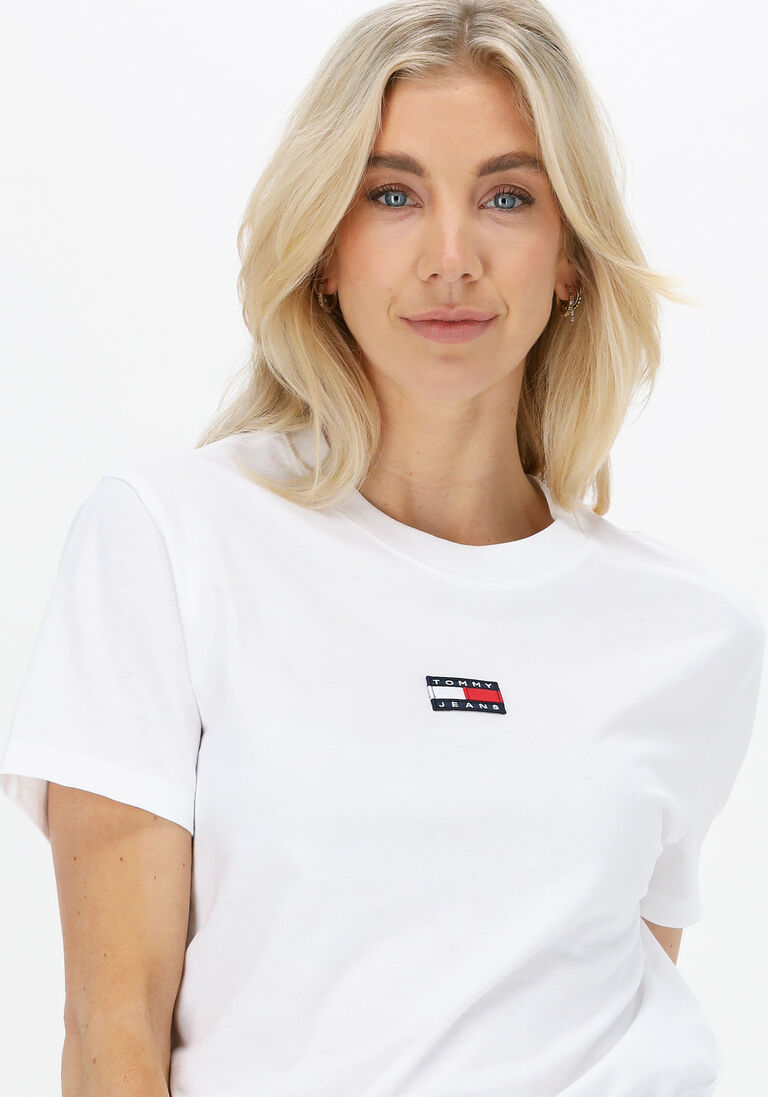 TOMMY JEANS witte tommy jeans t-shirt tjw tommy center badge tee