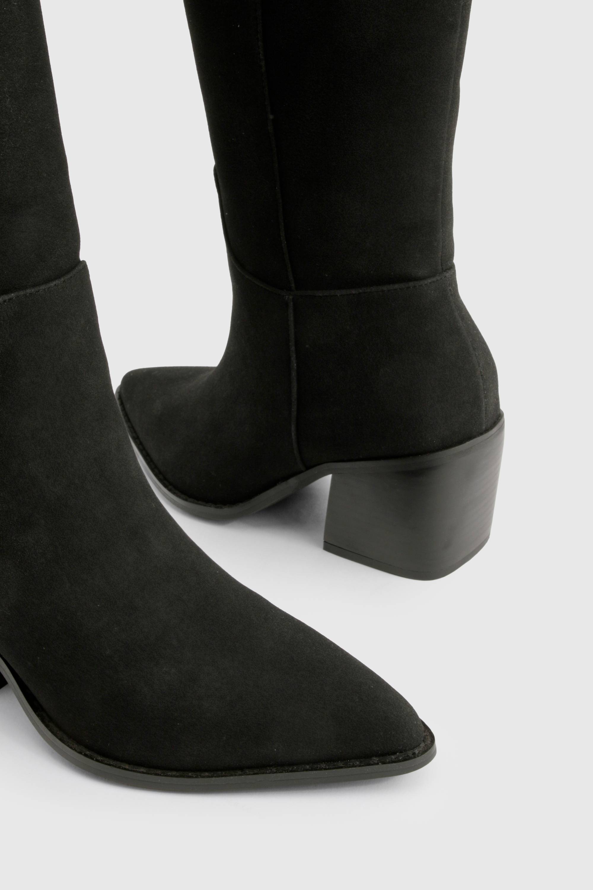 boohoo Bottes de cowboy western en nubuck à coupe large