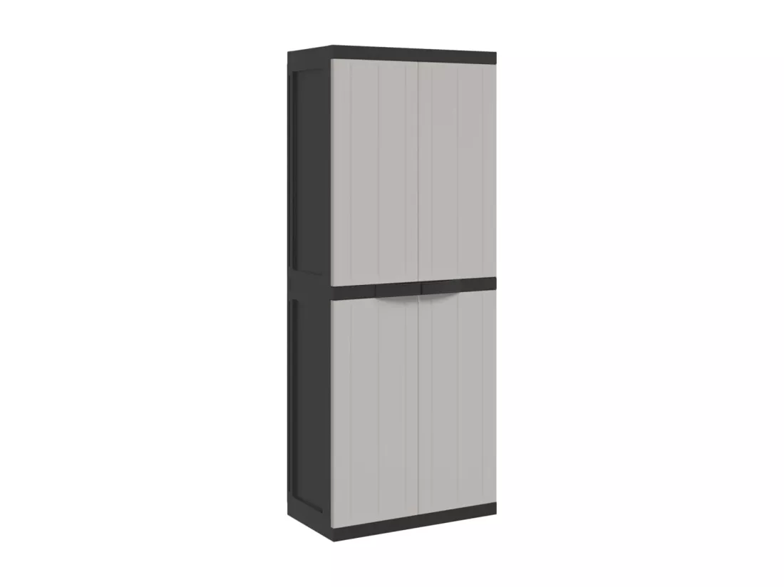 Armoire de rangement d'extérieur gris et noir 65x37x165 cm PP