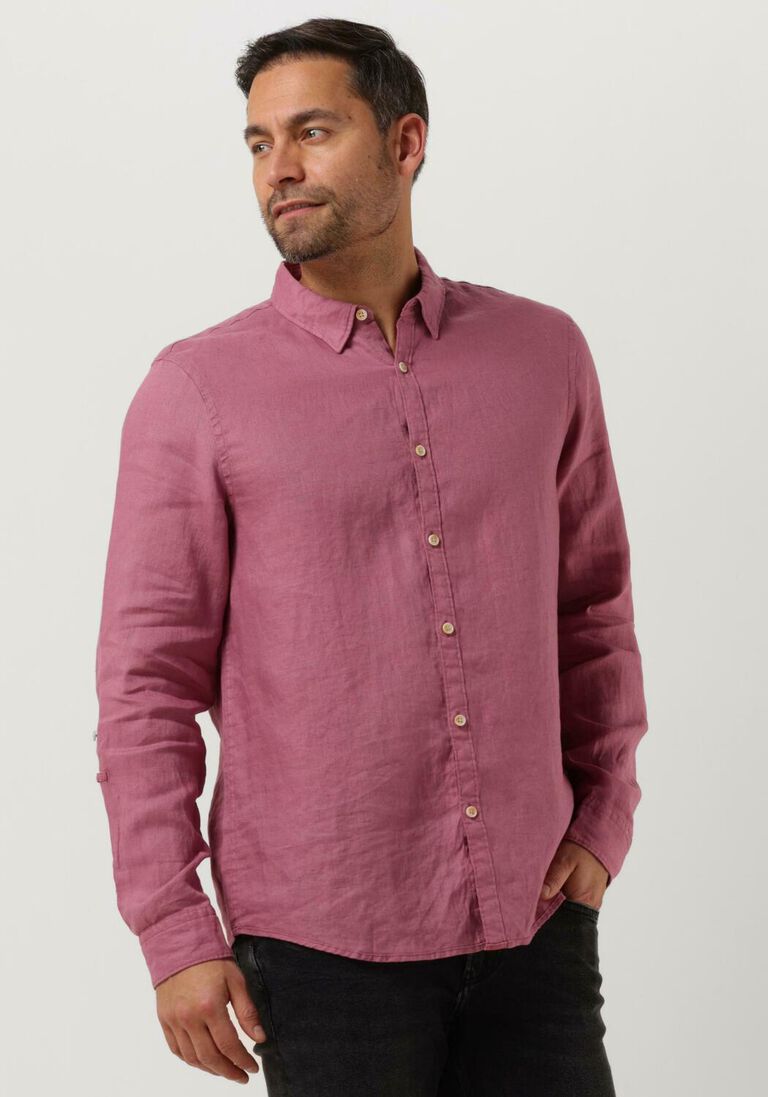 SCOTCH & SODA roze scotch & soda casual overhemd regular-fit linen shirt with sleeve roll-up