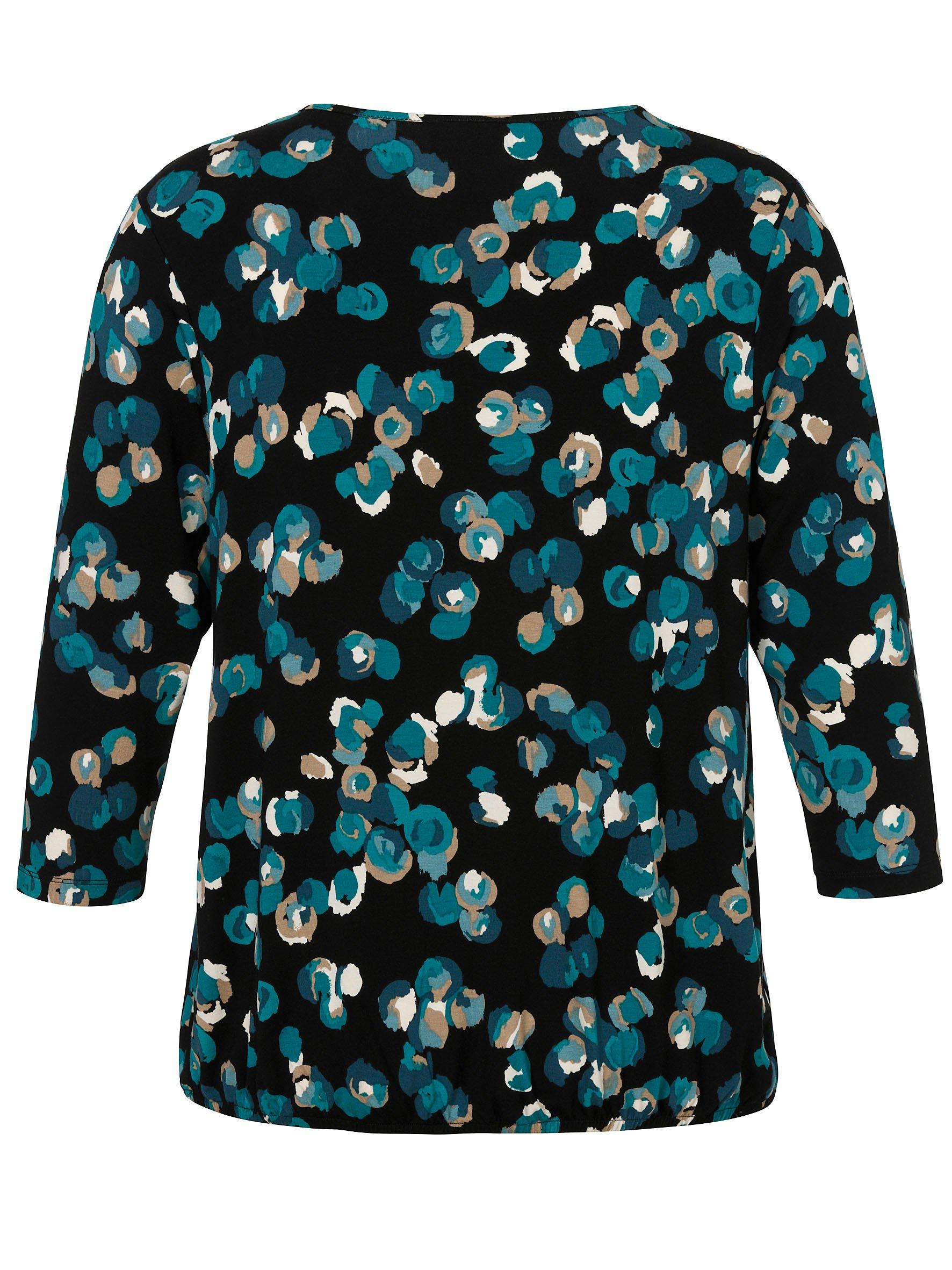 Shirt mit floralem Print und Falten am Ausschnitt