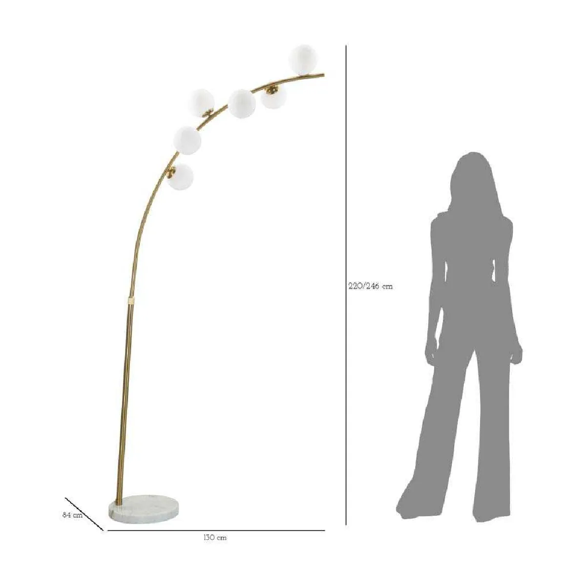 Mauro Ferretti Lampadaire en métal 6 abat-jour Arc