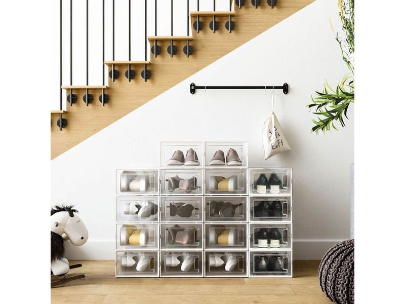 Songmics Schuhschrank stapelbar 18-er Set, Transparent Schuhboxen