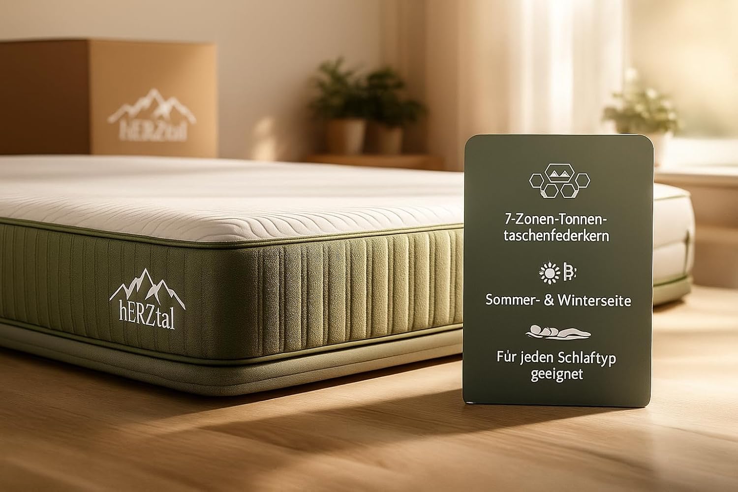 7-Zonen Taschenfederkernmatratze 90x190 cm – 18 cm hoch, All in One, punktelastisch & atmungsaktiv, Sommer-/Winterseite, Bezug abnehmbar & 60 °C waschbar, Zertifiziert
