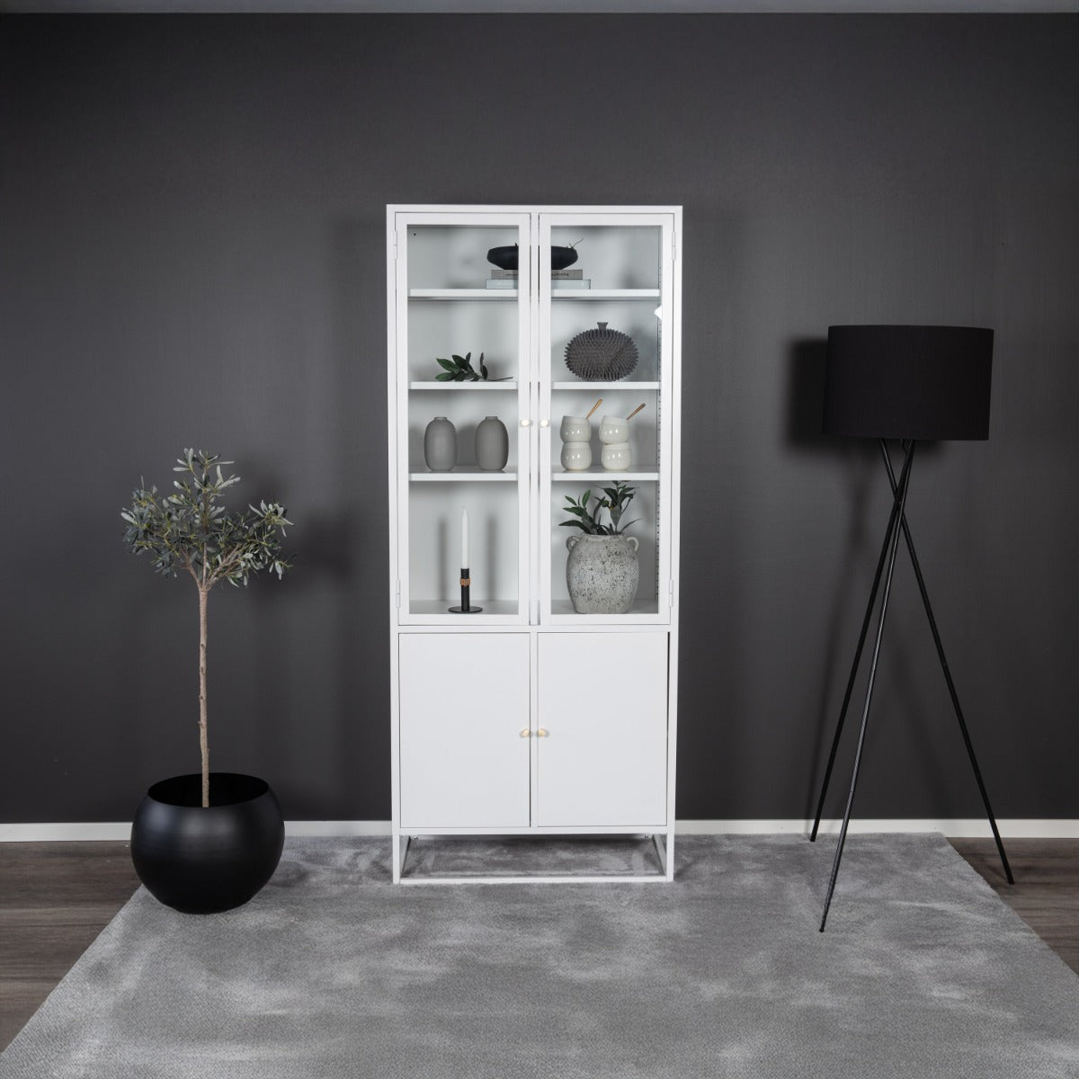 FjÃ´rd - Vitrinekast Wit Staal - 80x40,5x190cm - Bakal