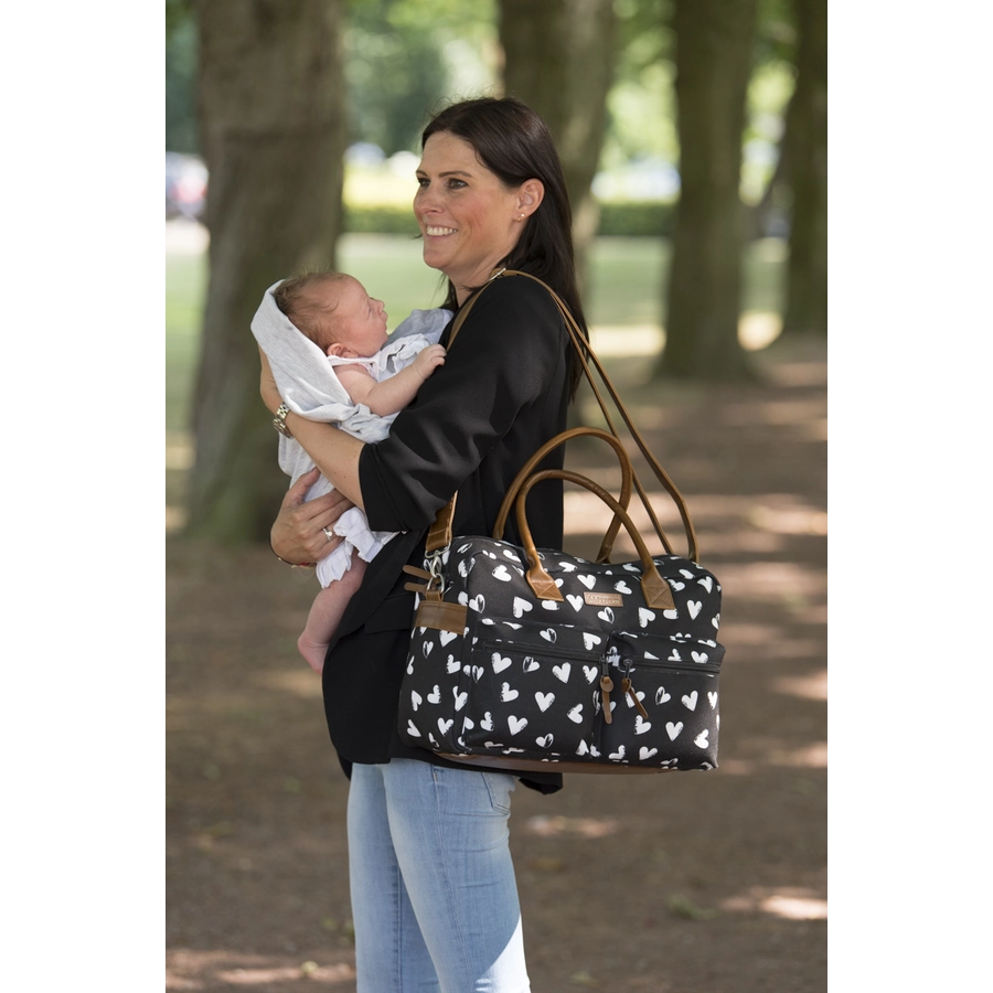 Kidzroom Wickeltasche Black & White Heart