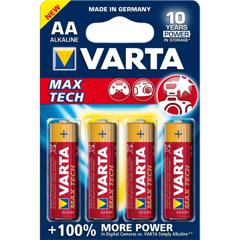 Varta Batterien Max Tech, AA/LR6, 2980 mAh, 4 Stück