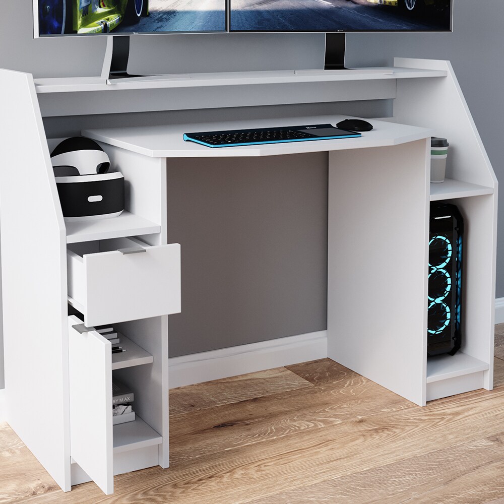 VICCO Computertisch Joel PC-Tisch Weiß Gamingtisch Schreibtisch Gamertisch
