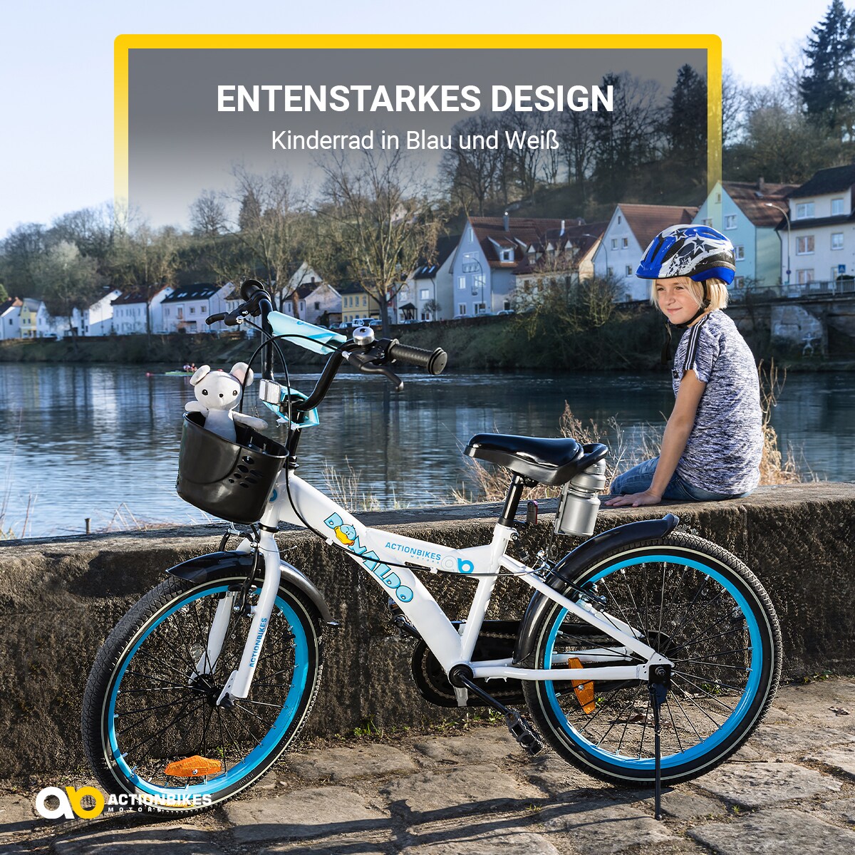 Actionbikes Kinderfahrrad Donaldo 20 Zoll, V-Brake-Bremsen, höhenverstellbar, Seitenständer, Korb