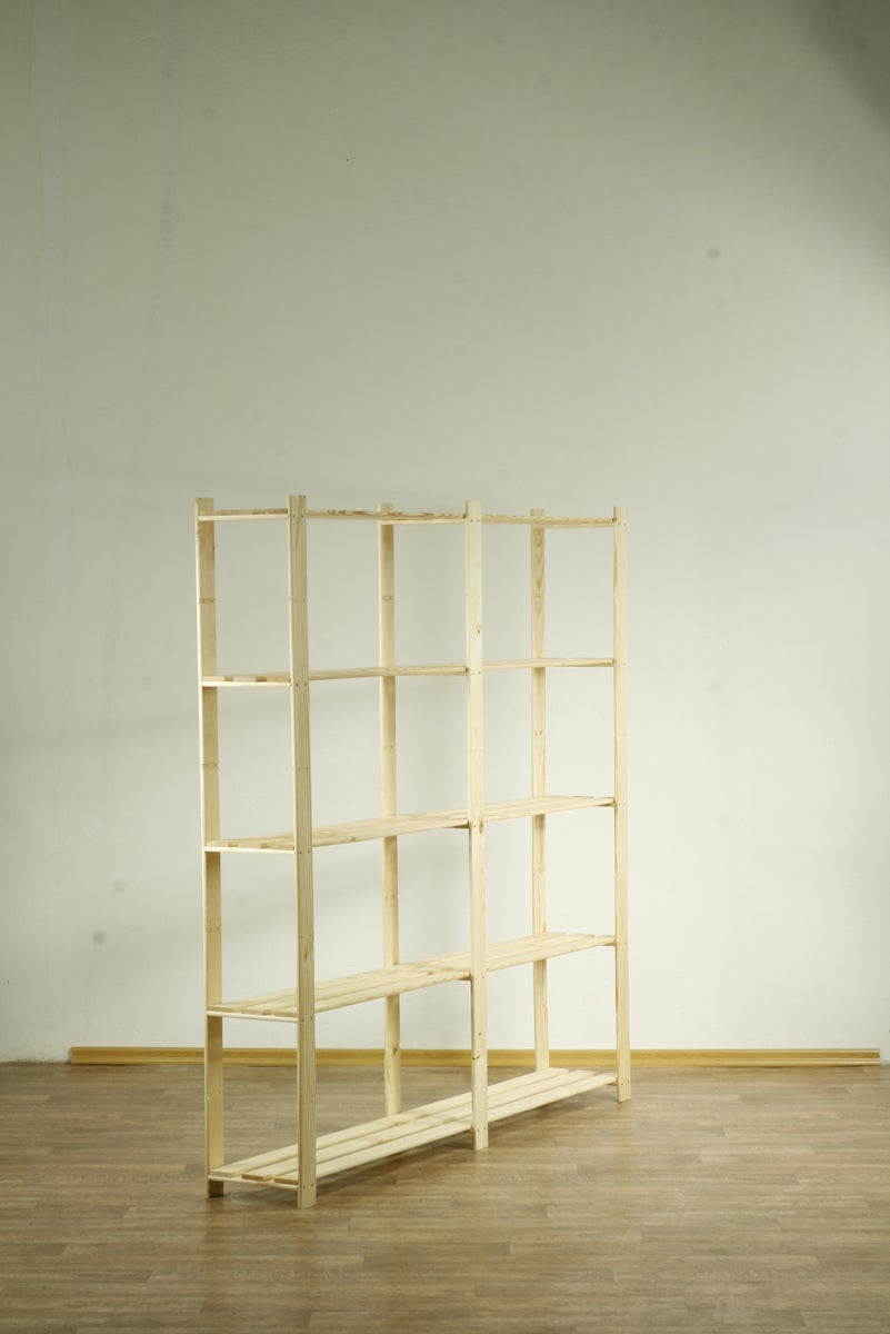 PROREGAL Pinepeak Houten Plank HxBxD 170 x 170 x 28 cm 5 Planken 1,2 cm Dik Dennenhout Natuurlijk