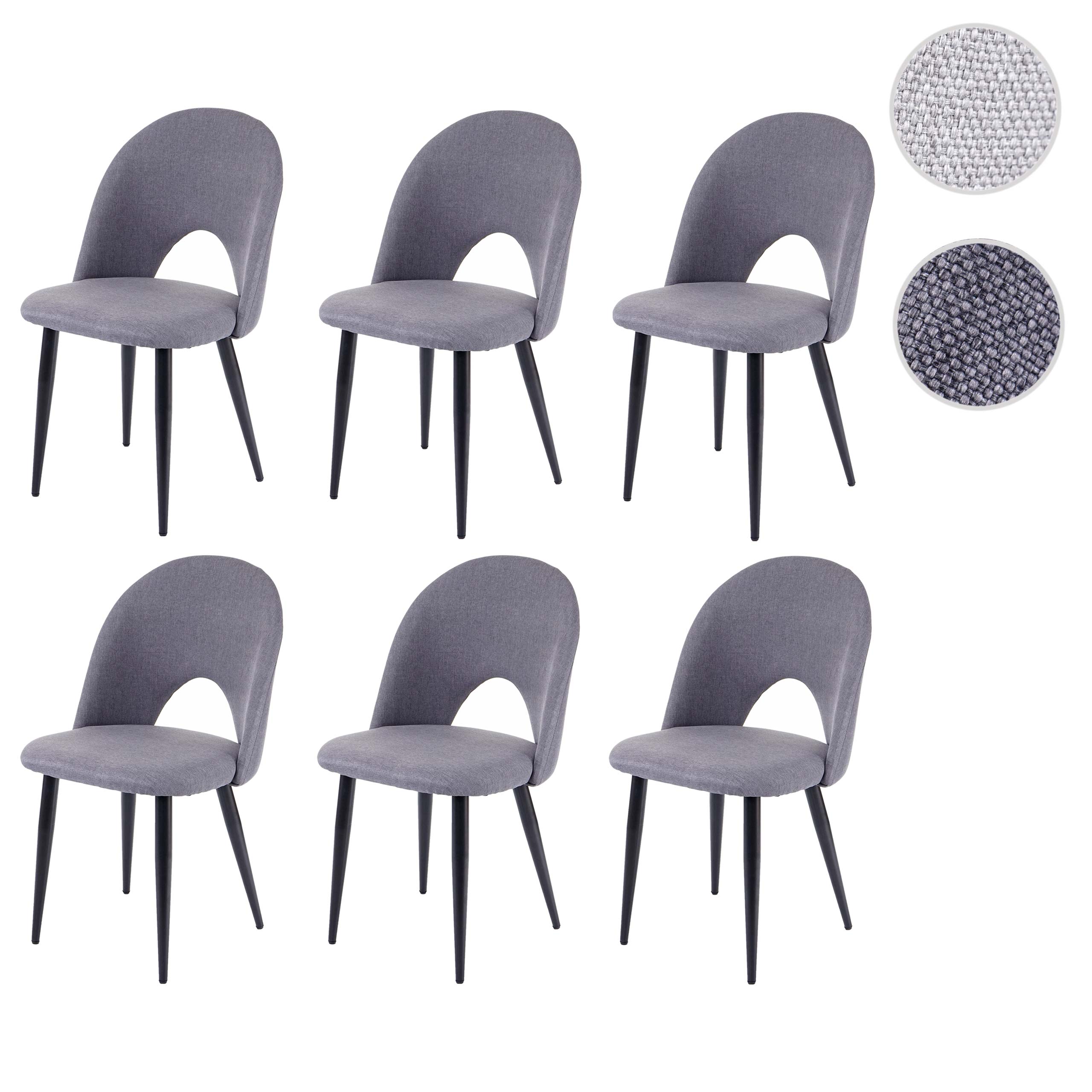 6er-Set Esszimmerstuhl MCW-D73, Stuhl Küchenstuhl, Stoff/Textil ~ dunkelgrau
