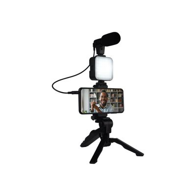 Bigben Vlogging kit live stream - kit d'accessoires contenant un trépied, une Led flash, un micro et un support smartphone